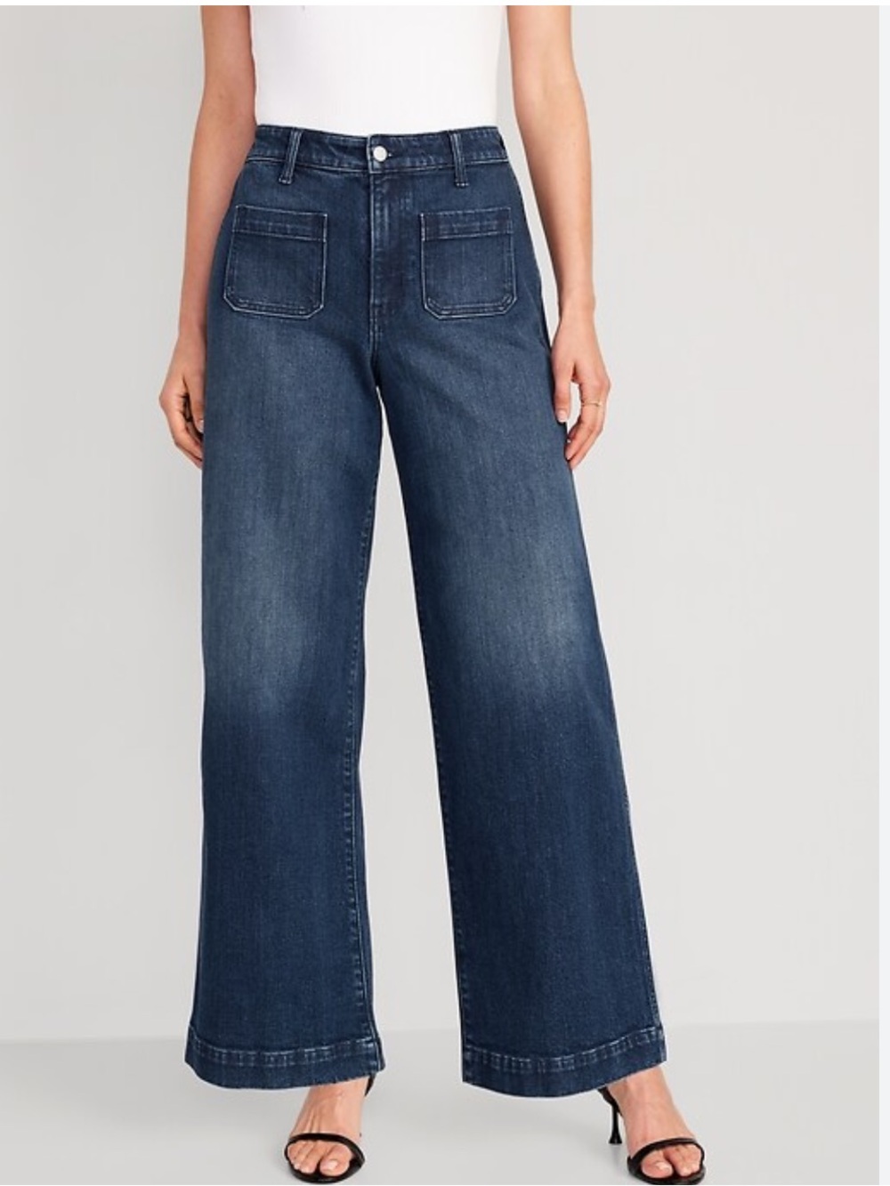OLD NAVY Extra High Rise Wide Leg Sailor Jeans 8 Dark Wash Indigo
